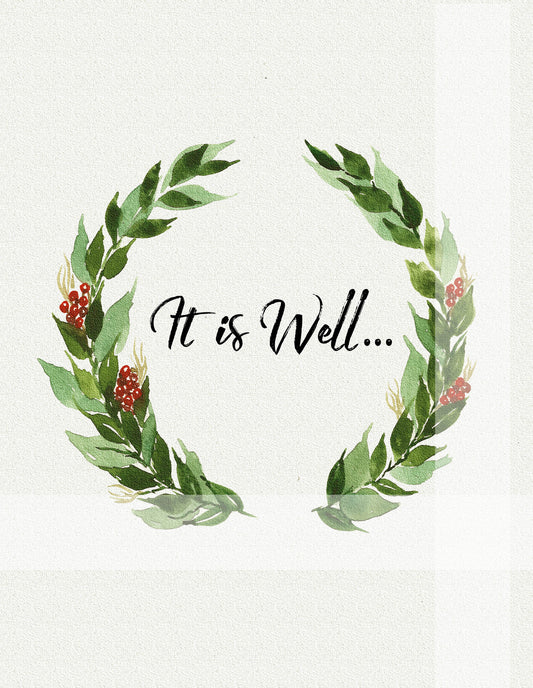 Christmas Berries Wreath - It is Well - Wall Art