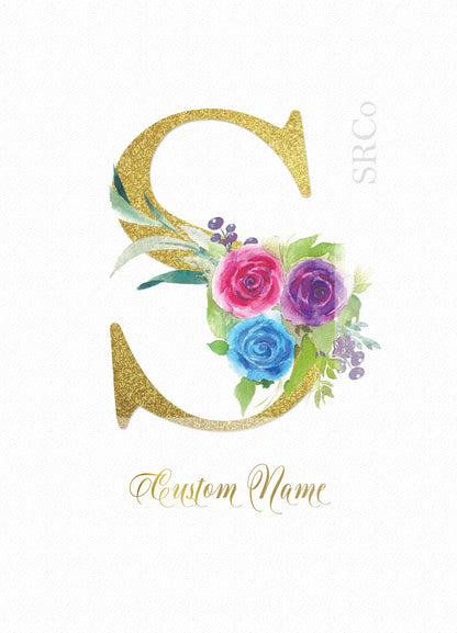 Monogram - with Floral Artwork